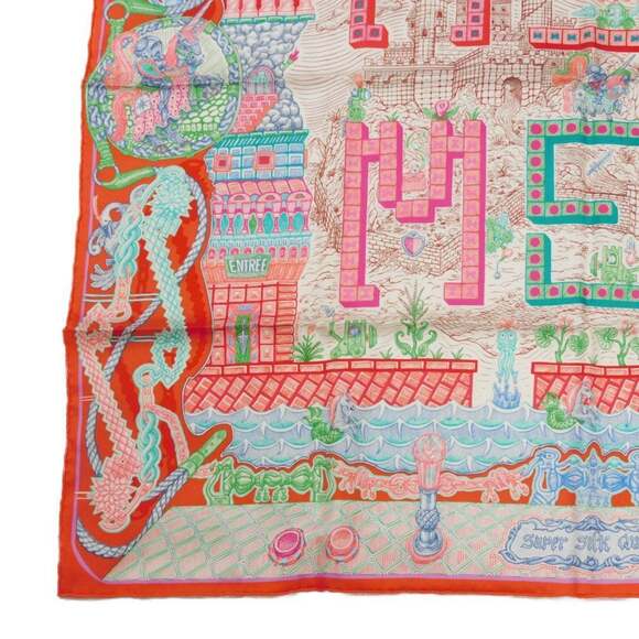 HERMES Red Silk Scarf - Picture 9 of 11